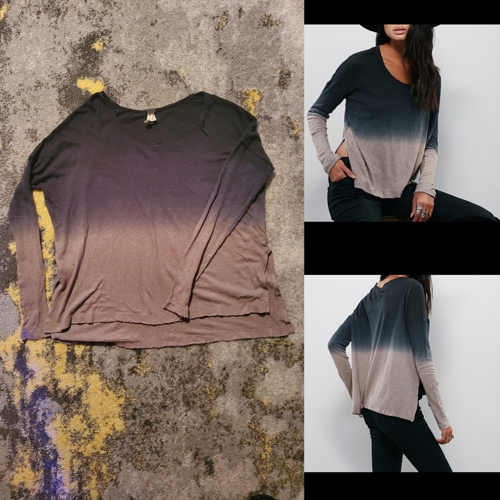 3for20🤍 FP Long sleeve Ombré taupe/onyx shirt